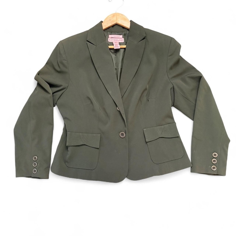 Bandolino Women's Size 14 XL Tailored Academia Indie Olive Green Stretch Blazer